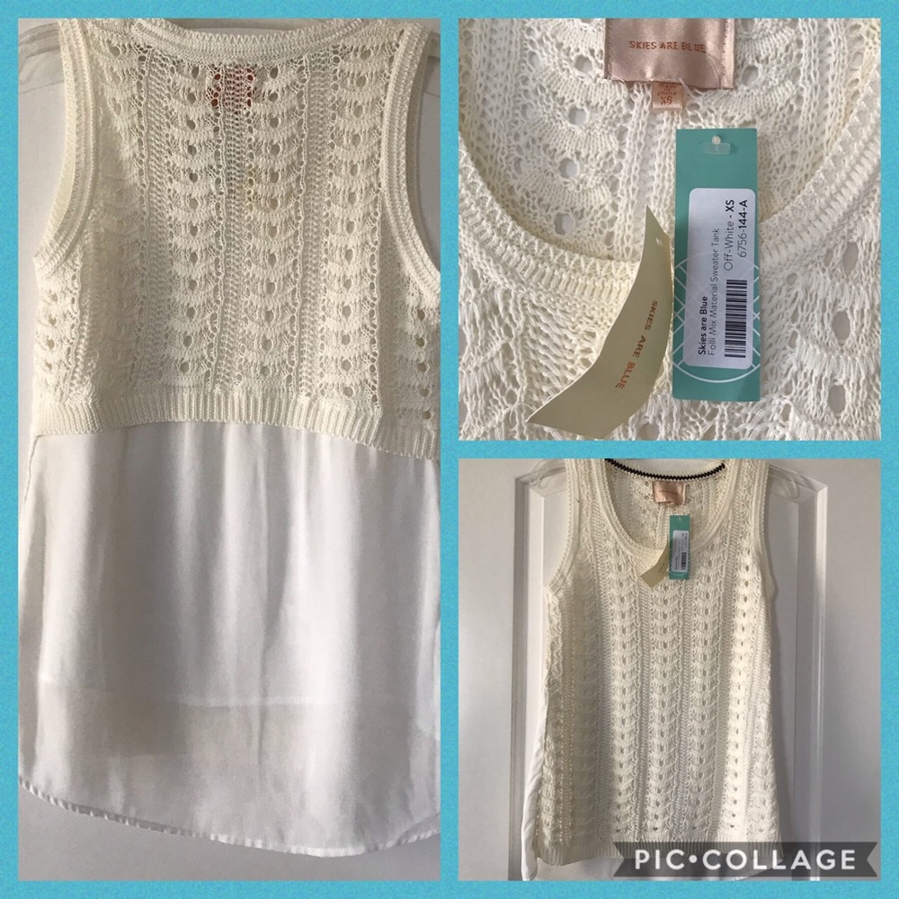 Sleeveless blouse cream n white